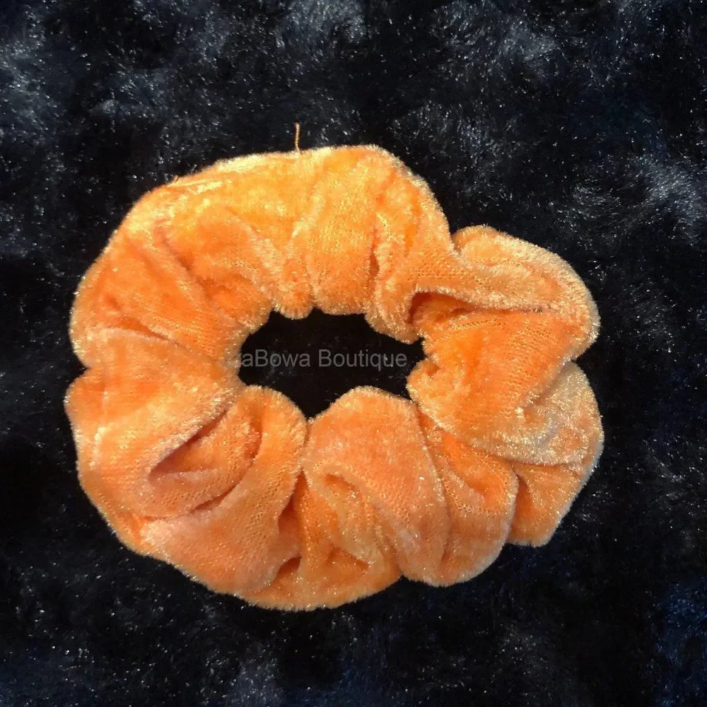 **** Pumpkin Velvet Scrunchie   (kids)  SC2659  Handmade NWT Boutique